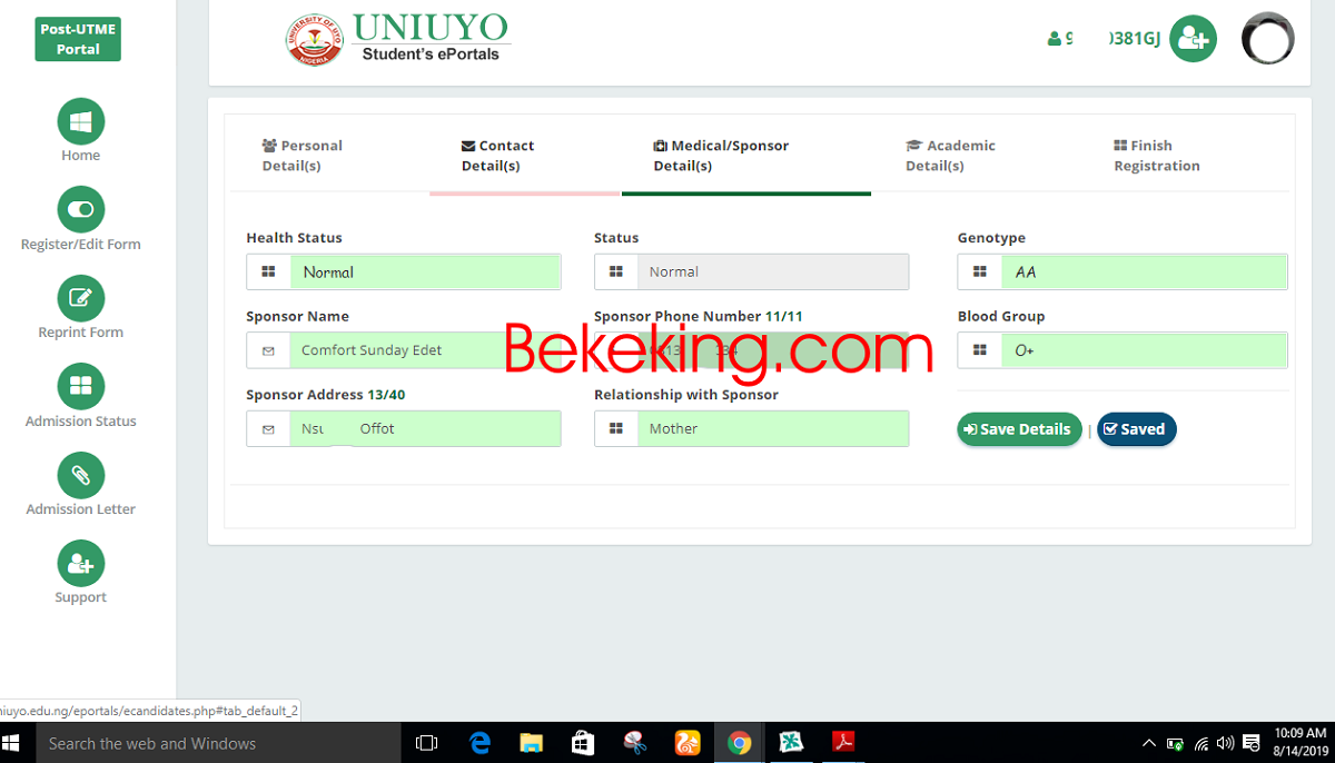 UNIUYO POST UTME FORM FOR 2019/2020