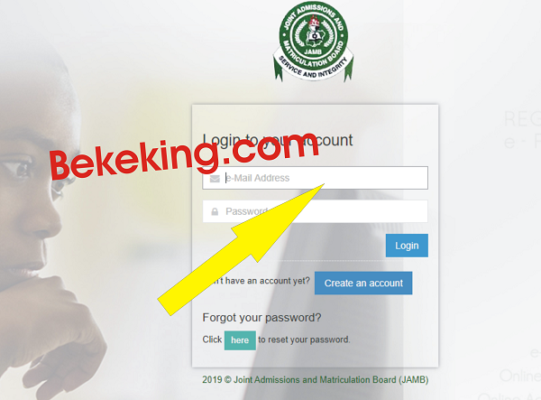 Jamb email and password